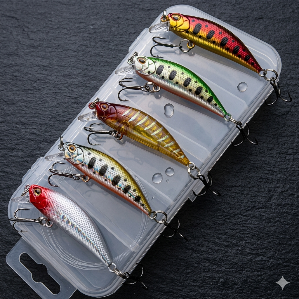 5pcs Fishing Lures Kit Sinking Minnow Trout Artificial Bait Crank Bait Bass Fishing Tackle